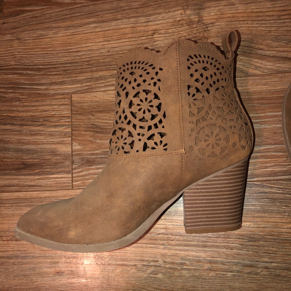 “Rampage” Brown Booties with beautiful cut outs!